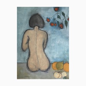 Dominique Pillias, Jeune femme nue de dos, 1966, Oil on Canvas