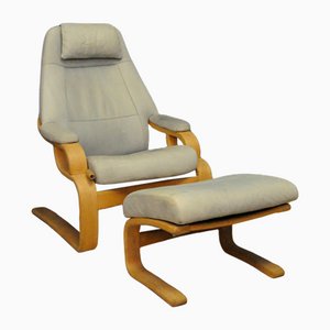 Fauteuil avec Repose-Pieds de Skipper, Danemark, Set de 2