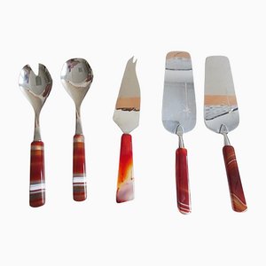 Mid-Century Cutlery with Agate Handles, 1960s, Set of 5
