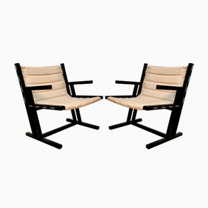 Fauteuils avec Piètement Patin en Toile et Corde de Casala, Allemagne de l'Ouest, 1970s, Set de 2