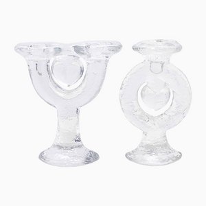 Candelabros Duo de vidrio de Staffan Gellerstedt para Pukeberg, años 70. Juego de 2