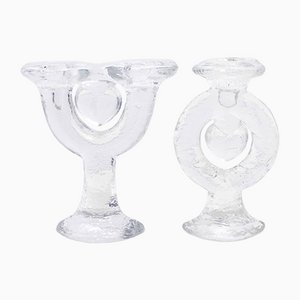 Glass Candleholders Duo by Staffan Gellerstedt for Pukeberg, 1970s, Set of 2