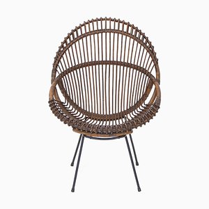 Rattan Armchair with Metal Structure, 1950s
