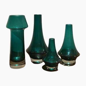 Finnish Glass Vase by Erkkitapio Signs for Riihimaki, Set of 4