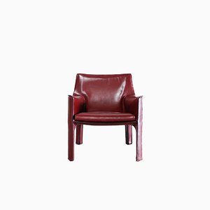 Bordeaux Red Cab 414 Lounge Chair by Mario Bellini for Cassina