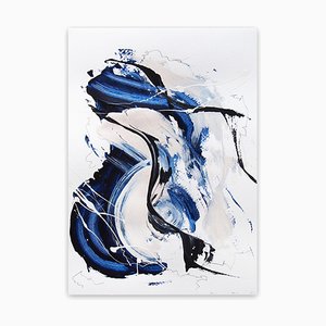 Lena Zak, Blue Velvet 4, 2020, Crayon Acrylique, Gesso et Graphite sur Papier Aquarelle 250 Gsm
