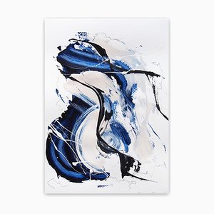 Lena Zak, Blue Velvet 4, 2020, lápiz acrílico, gesso y grafito sobre papel de acuarela de 250 gsm