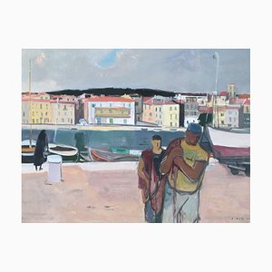 Adrien, Holy Port de Cassis, 1955, Olio su tela, Incorniciato