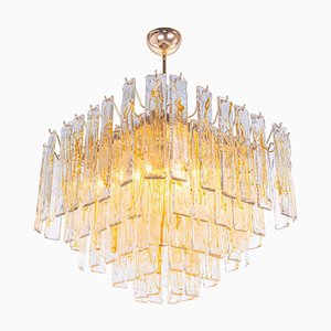 Large Amber Murano Glass 13 Light Chandelier Pendant Lamp, 1970s