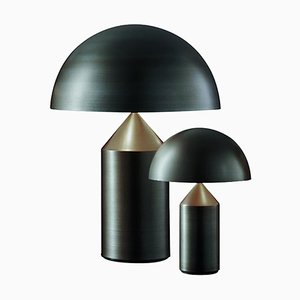 Mittelgroße und kleine Atollo Tischlampen aus Bronze von Vico Magistretti für Oluce, 2er Set