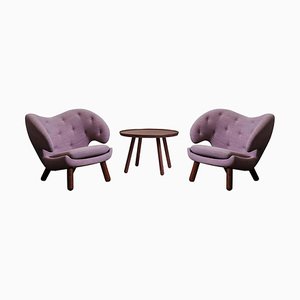 Pelican Table & Pelican Chairs by Finn Juhl, Set of 3