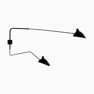 Modern Black Wall Lamp with 2 Rotating Arms by Serge Mouille