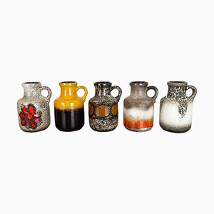 Vintage Pottery Fat Lava Multicolor Vasen von Scheurich, Deutschland, 5er Set