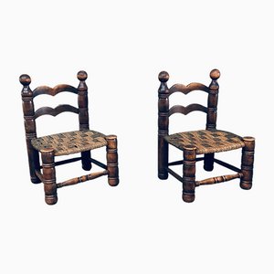 Mid-Century French Low Rush Chairs by Charles Dudouyt, 1950s, Set of 2