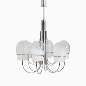 Space Age Italian Chandelier with Murano Glass Ombre Shades, 1970s