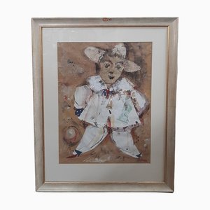 Ernesto Salvadó, Arlequin, Technique Mixte sur Papier, Encadré