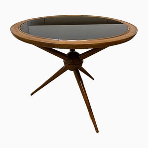 Mid-Century Italian Wood and Opaline Glass Coffee Table by Cesare Lacca, 1950s