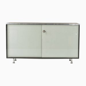 Factory Design Sideboard Steel Sheet with Glass Doors from Mauser, Germany, 1955