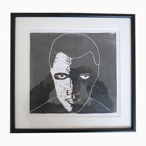 Oeuvre d'art, 1980s, Gravure sur Bois à l'Encre, Encadrée