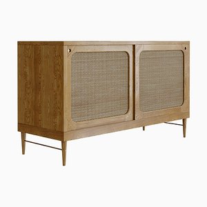 Sideboard in Natural Oak and Rattan — Medium by Lind + Almond for Jönsson Inventar