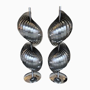 French Metal Spiral Lamps by Henri Mathieu, 1970s, Set of 2