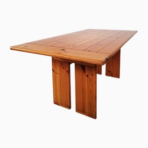 Brutalist Solid Pine Wood Table, 1970s