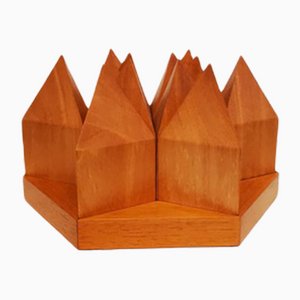 Swivel Hexagonal Sculpture in Polished Pear Wood by Pierluigi Ghianda, 1980s