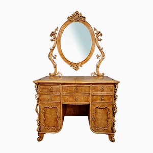 Biedermeier Light Wood Dressing Table with Mirror, 1820s