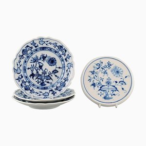 Mid-Century Blue Onion Pattern Plates from Stadt Meissen, Set of 4