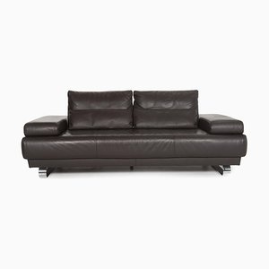 Anthracite Leather Two-Seater Couch by Ewald Schillig