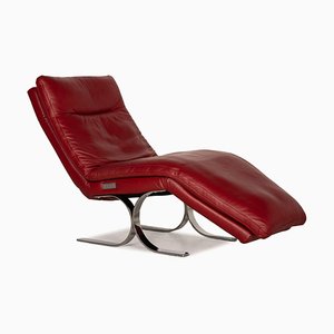 Red Leather Lounger by Willi Schillig