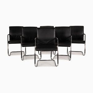 Fauteuil Züco Vintage en Cuir Noir, Set de 6