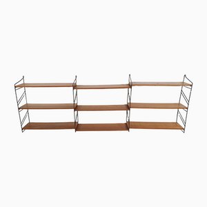 Librerie Mid-Century in teak e metallo, anni '50, set di 2