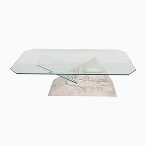 Italian Marble and Glass Coffee Table, 1970s