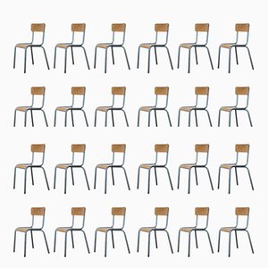 Vintage French Mullca Stacking School Chairs, 1950s, Set of 24