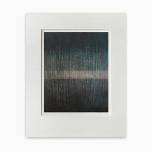 Janise Yntema, Indigo Vibration, 2021, cera fredda e olio su carta tela