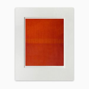 Janise Yntema, Linear Orange, 2021, cera fría y barra de aceite sobre papel de lona