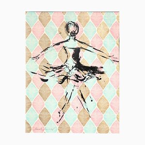 Marcela Zemanova, Ballerina I, 2021, Ink on Fine Art Paper, Framed