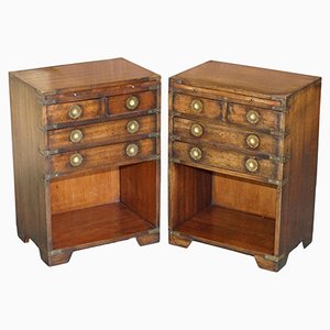 Double Sided Hardwood Campaign Tables from Harrods Kennedy, Set of 2