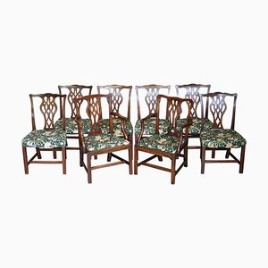 Antique George III Thomas Chippendale Style Dining Chairs by William Morris, 1830s, Set of 8