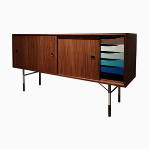 Sideboard in Wood with Drawer Unit in Cool Colors by Finn Juhl