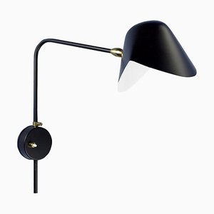 Mid-Century Modern Black Anthony Wall Lamp with Round Fixation Box by Serge Mouille