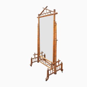 Antique Carved Beech & Bamboo Mirror