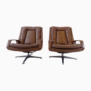 Brown Leather Chairs by Carl Straub, 1960s, Set of 2