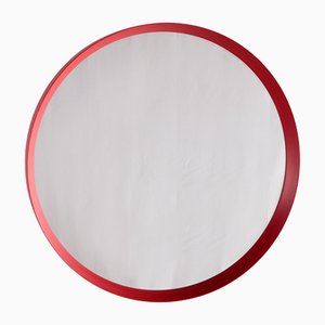 Vintage Red Round Plastic Mirror, 1960s