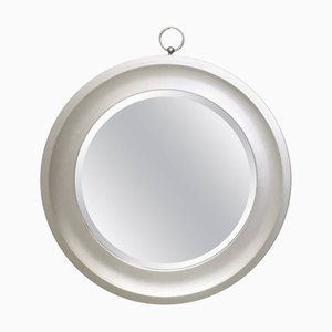 Postmodern Round Steel Wall Mirror Attributed to Sergio Mazza, Italy, 1970s