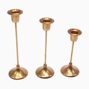 Candlesticks in Brass, Sweden, 1960s, Set of 3