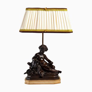 Lampe aus Bronze mit brauner Patina, 19. Jh