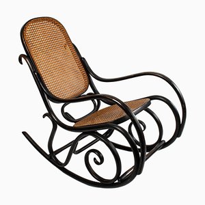 Vintage Bentwood and Black Stained Rocking Chair