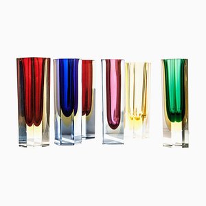 Small Hand-Crafted Murano Glass Vases by Flavio Poli, Italy, 1960, Set of 6
